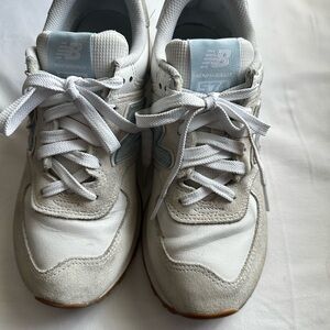 New Balance White and Gray Athletic Sneakers